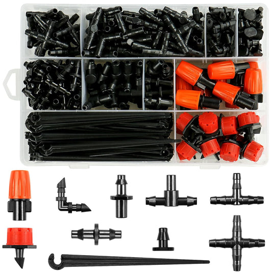 245 Pcs Drip Irrigation Fittings Kit for 1/4 Inch Tubing Barbed Connectors