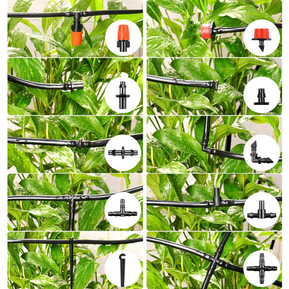 245 Pcs Drip Irrigation Fittings Kit for 1/4 Inch Tubing Barbed Connectors