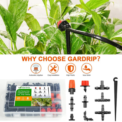 245 Pcs Drip Irrigation Fittings Kit for 1/4 Inch Tubing Barbed Connectors