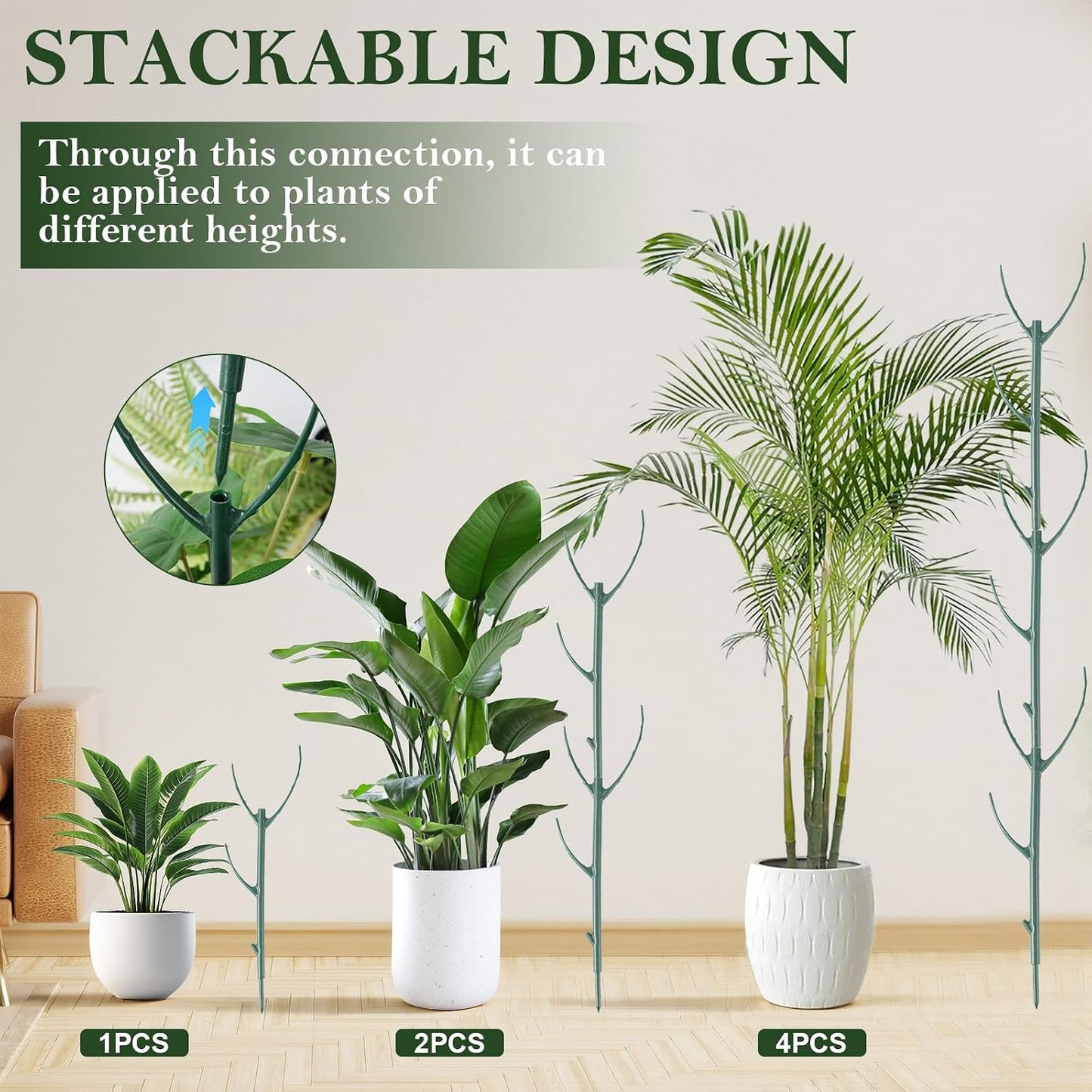 12pcs Plant Support Stakes, Monstera Plant Support Stakes for Indoor Plants with 20 Meter Binding Wire, 2 Meter Velcro Roll and 50 pcs plant clips, Perfect for Supporting Monstera and Climbing Plants