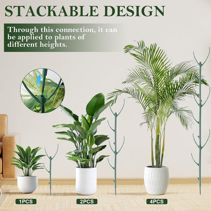 12pcs Plant Support Stakes, Monstera Plant Support Stakes for Indoor Plants with 20 Meter Binding Wire, 2 Meter Velcro Roll and 50 pcs plant clips, Perfect for Supporting Monstera and Climbing Plants
