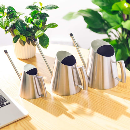 Stainless Steel Indoor Watering Can with Long Spout Modern Watering Can for Small Indoor Plants, 50oz / 1.5L Maximum Capacity