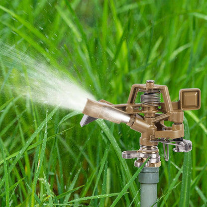2 Pack Impact Sprinklers with Stand (Spike), Heavy Duty Zinc Alloy Lawn Sprinkler Head on Spike Base, Adjustable Watering Sprinkler for Large Area Grass Yards Patio Garden Irrigation