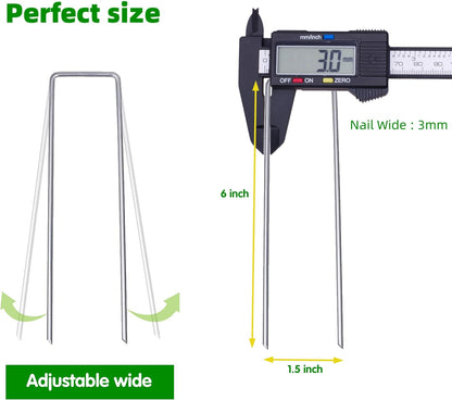 Landscape Staples Galvanized U-Shaped Garden Stakes, 6 Inch 50 Pcs Garden Staples, Yard Stakes, Stakes for Inflatables, Irrigation Tubing, Holding Fence, Tarpaulin (50, 6 INCH)