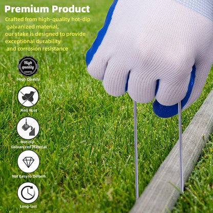 Landscape Staples Galvanized U-Shaped Garden Stakes, 6 Inch 50 Pcs Garden Staples, Yard Stakes, Stakes for Inflatables, Irrigation Tubing, Holding Fence, Tarpaulin (50, 6 INCH)