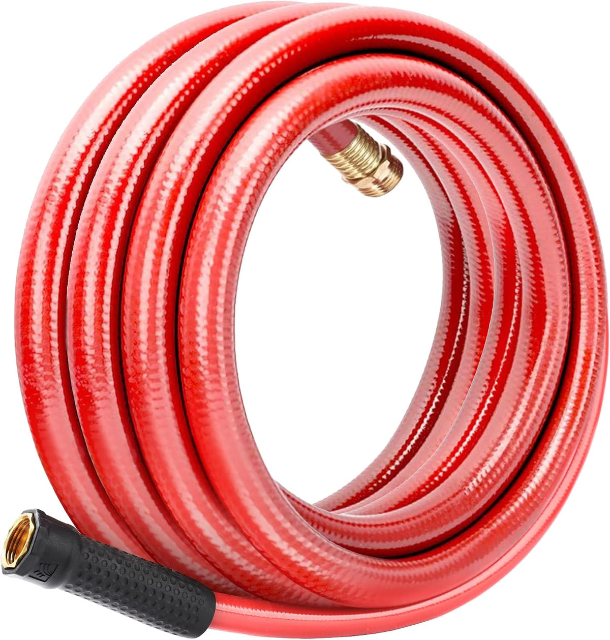 Solution4Patio Leader Red Garden Hose 3/4 in. x 25 ft. -Heavy Duty Durable Flexible Lightweight Water Pipe -Brass Aluminum Ends for Household & Commercial -Kink Free, No Leaking, Male/Female Fittings