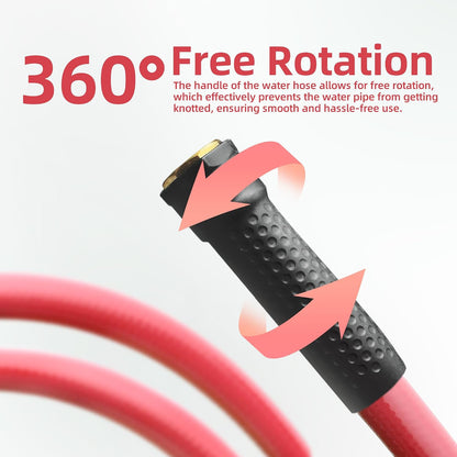 Solution4Patio Leader Red Garden Hose 3/4 in. x 25 ft. -Heavy Duty Durable Flexible Lightweight Water Pipe -Brass Aluminum Ends for Household & Commercial -Kink Free, No Leaking, Male/Female Fittings