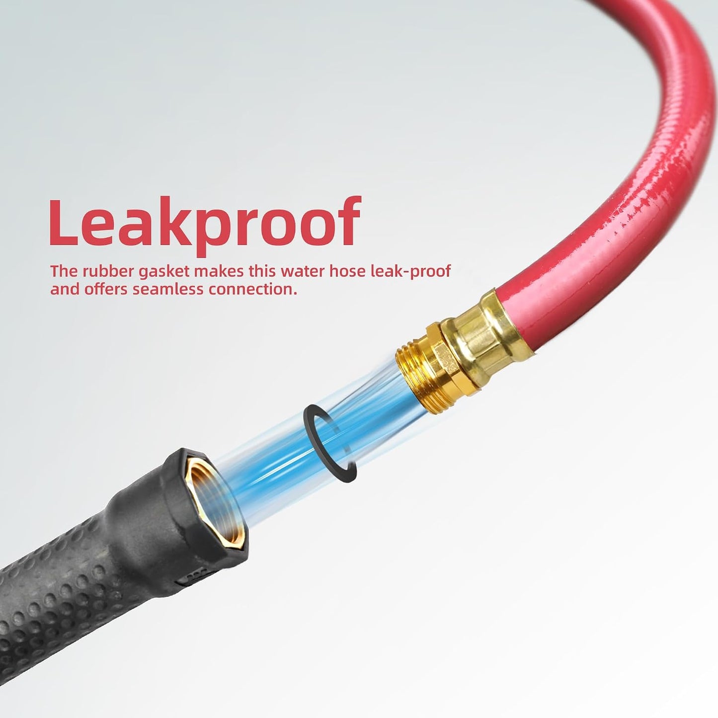 Solution4Patio Leader Red Garden Hose 3/4 in. x 25 ft. -Heavy Duty Durable Flexible Lightweight Water Pipe -Brass Aluminum Ends for Household & Commercial -Kink Free, No Leaking, Male/Female Fittings