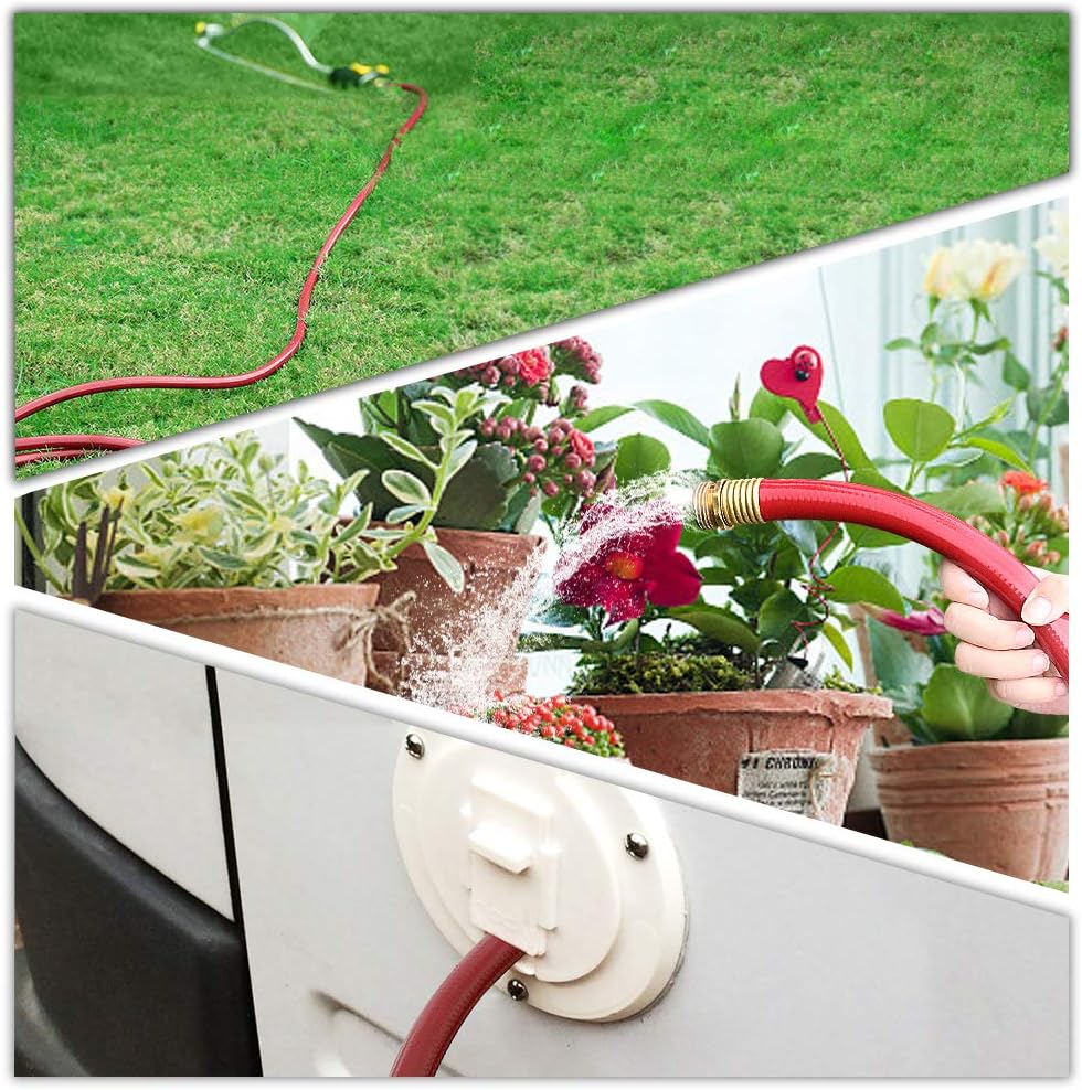 Solution4Patio Leader Red Garden Hose 3/4 in. x 25 ft. -Heavy Duty Durable Flexible Lightweight Water Pipe -Brass Aluminum Ends for Household & Commercial -Kink Free, No Leaking, Male/Female Fittings