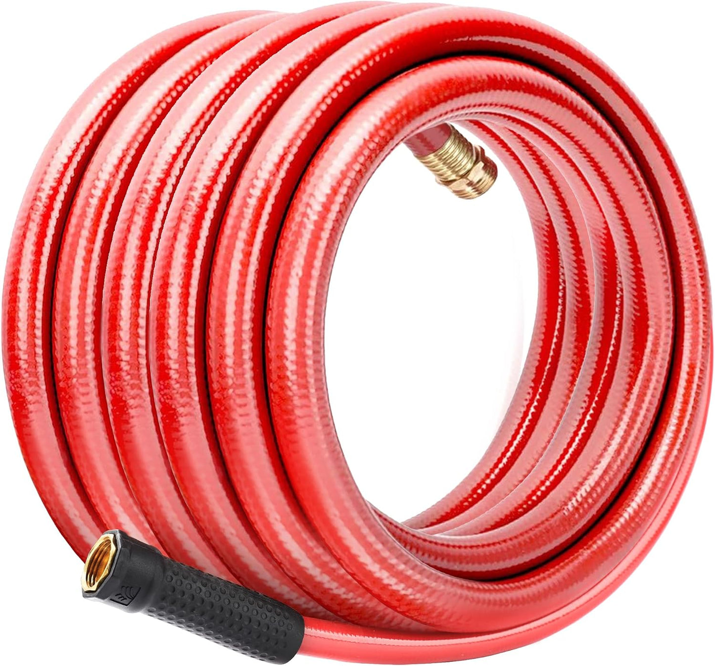 Solution4Patio Leader Red Garden Hose 3/4 in. x 25 ft. -Heavy Duty Durable Flexible Lightweight Water Pipe -Brass Aluminum Ends for Household & Commercial -Kink Free, No Leaking, Male/Female Fittings