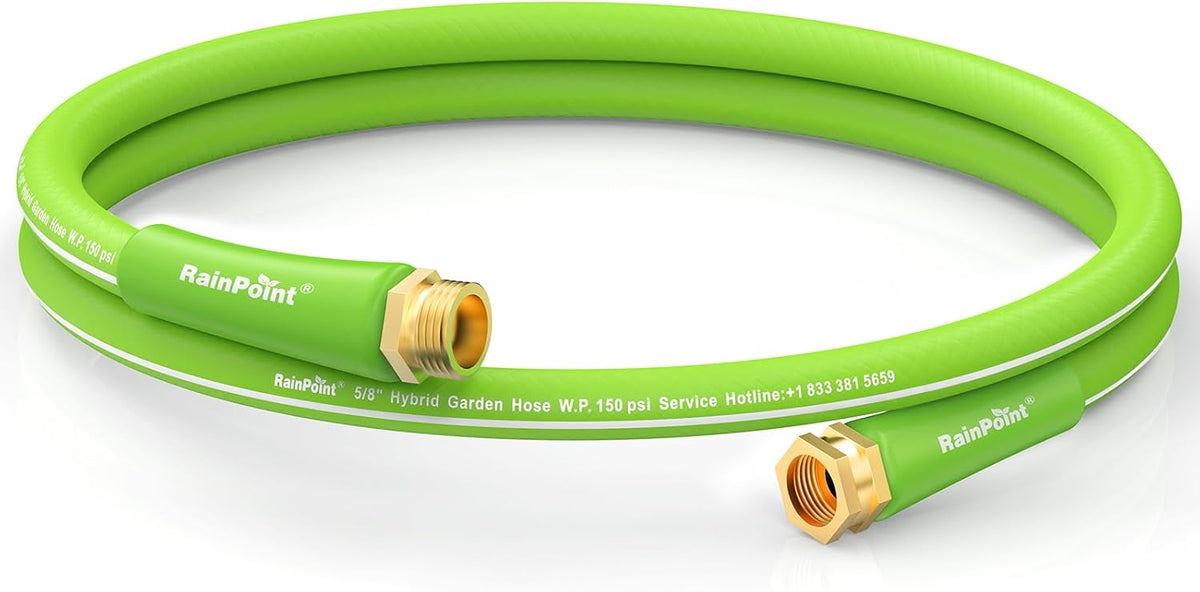 Short Leader Garden Hose 5ft - Lightweight Water Hose with Swivel Handle - Flexible, Heavy Duty, Hybrid Rubber, with Male to Female Fittings
