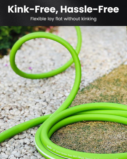 Short Leader Garden Hose 5ft - Lightweight Water Hose with Swivel Handle - Flexible, Heavy Duty, Hybrid Rubber, with Male to Female Fittings