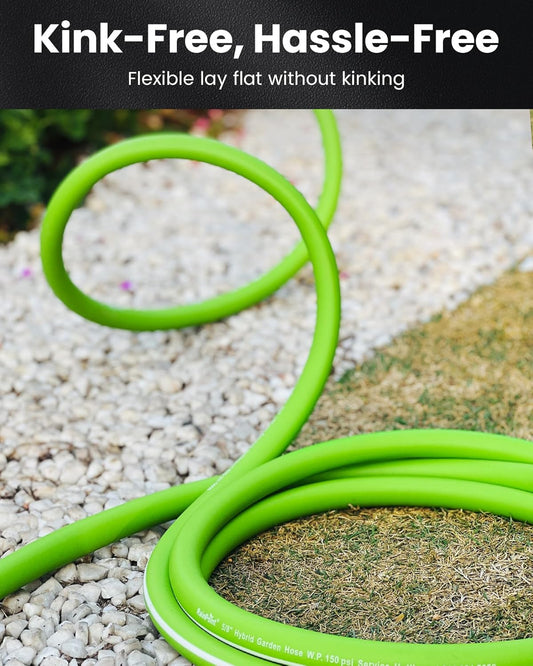 Short Leader Garden Hose 5ft - Lightweight Water Hose with Swivel Handle - Flexible, Heavy Duty, Hybrid Rubber, with Male to Female Fittings