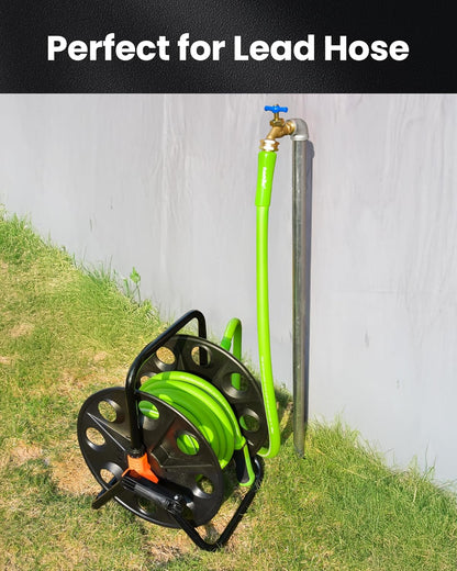 Short Leader Garden Hose 5ft - Lightweight Water Hose with Swivel Handle - Flexible, Heavy Duty, Hybrid Rubber, with Male to Female Fittings