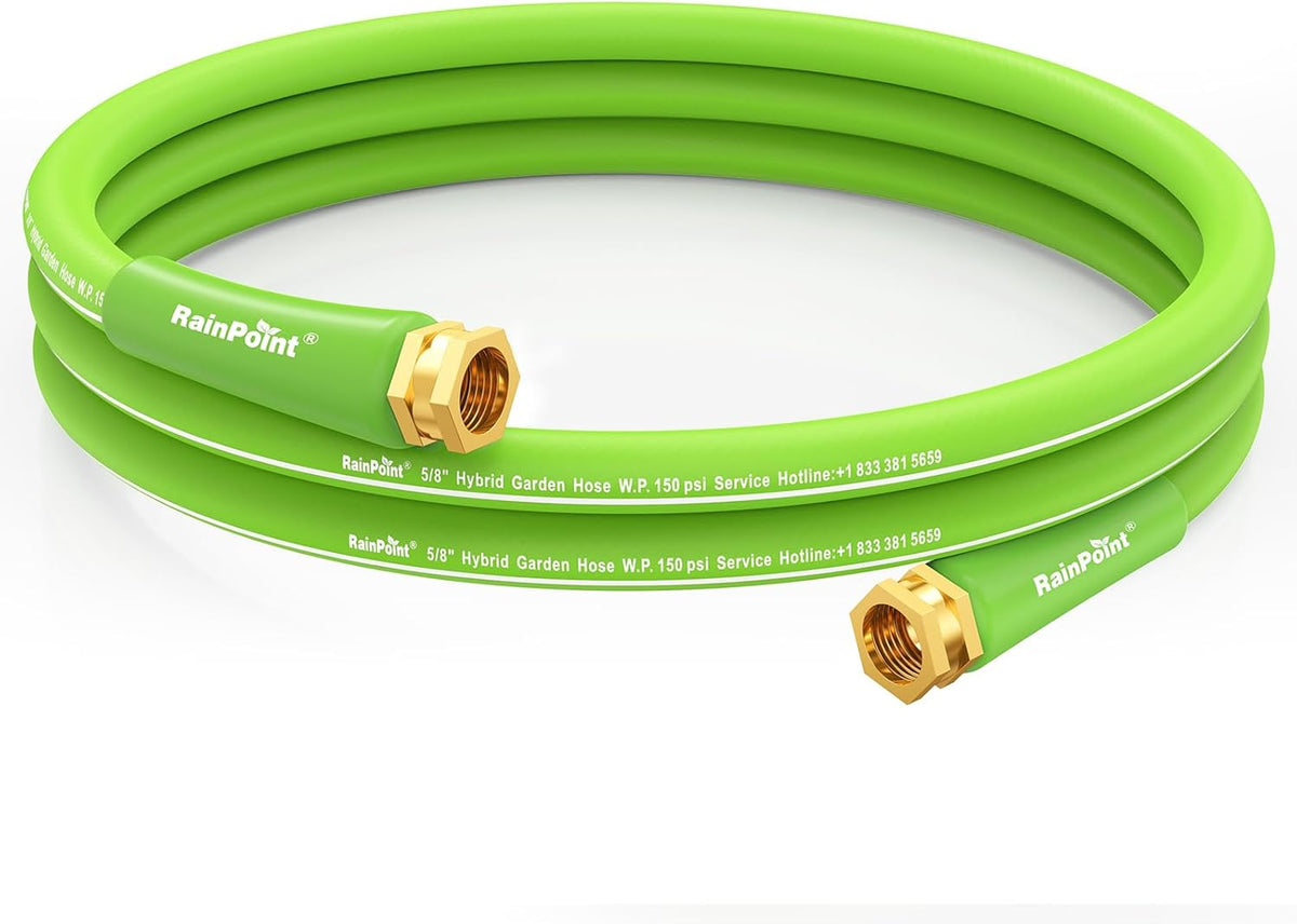 Short Leader Garden Hose 5ft - Lightweight Water Hose with Swivel Handle - Flexible, Heavy Duty, Hybrid Rubber, with Male to Female Fittings