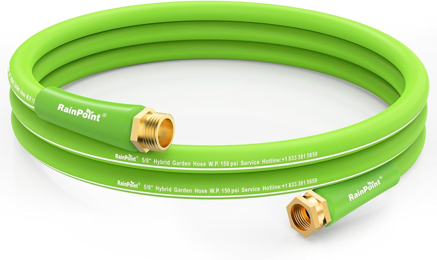 Short Leader Garden Hose 5ft - Lightweight Water Hose with Swivel Handle - Flexible, Heavy Duty, Hybrid Rubber, with Male to Female Fittings