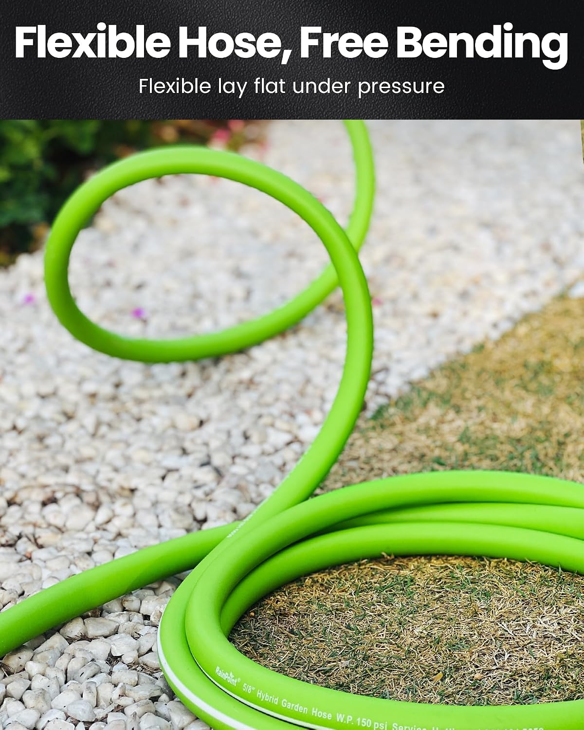 Short Leader Garden Hose 5ft - Lightweight Water Hose with Swivel Handle - Flexible, Heavy Duty, Hybrid Rubber, with Male to Female Fittings
