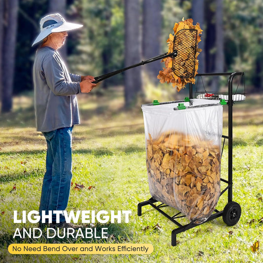 Leaf Grabber Rake, Long Handle Metal Leaf Picker Upper, Efficient and Labor-Saving Yard Rake Leaves Grabber for Garden Cleaning No Bending Over
