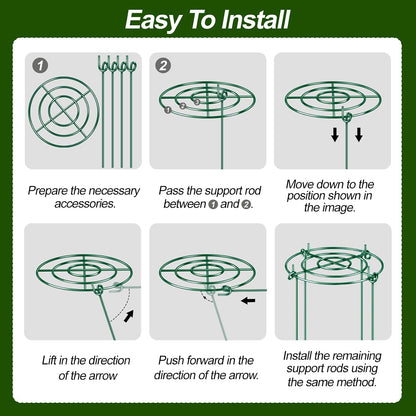 8 Pack Peony Cages and Supports with Plant Support Stakes for Outdoor Indoor Plants 12" D 16" High Tall Heavy Duty Metal Peony Support Cage Ring for Peony Rose Flower Tomato Hydrangea