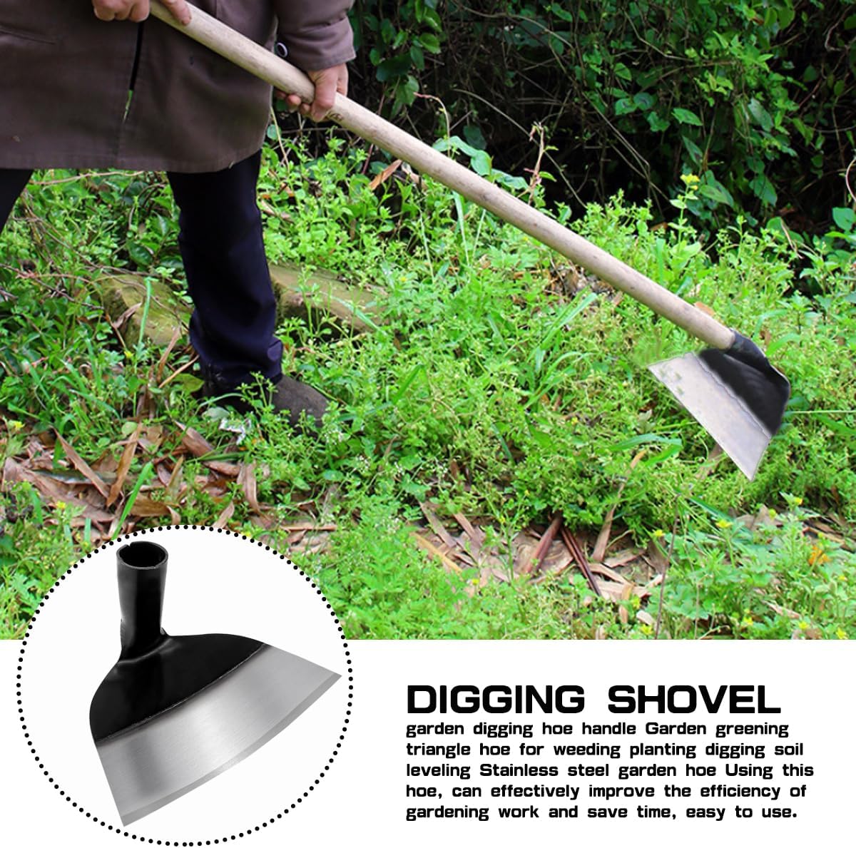 Hand Hoe Head Replacement - Round Eye Hoe for Gardening, Digging, Weeding, and Loosening Soil Handheld Grub Hoe Head for Agriculture（23.5cm Size ）