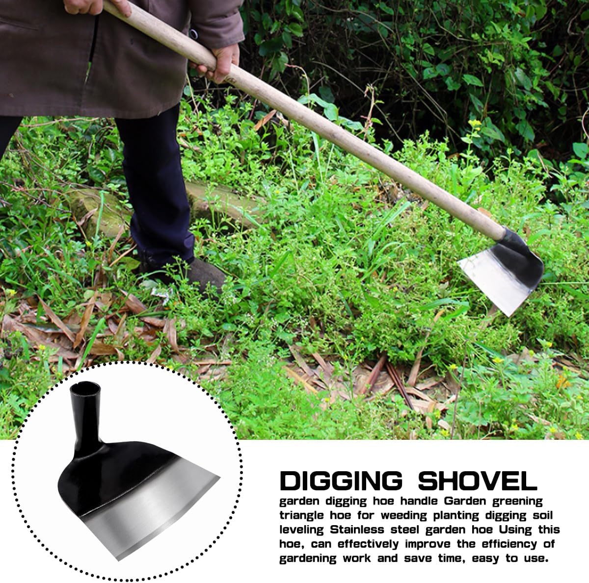 Hand Hoe Head Replacement - Round Eye Hoe for Gardening, Digging, Weeding, and Loosening Soil Handheld Grub Hoe Head for Agriculture（23.5cm Size ）