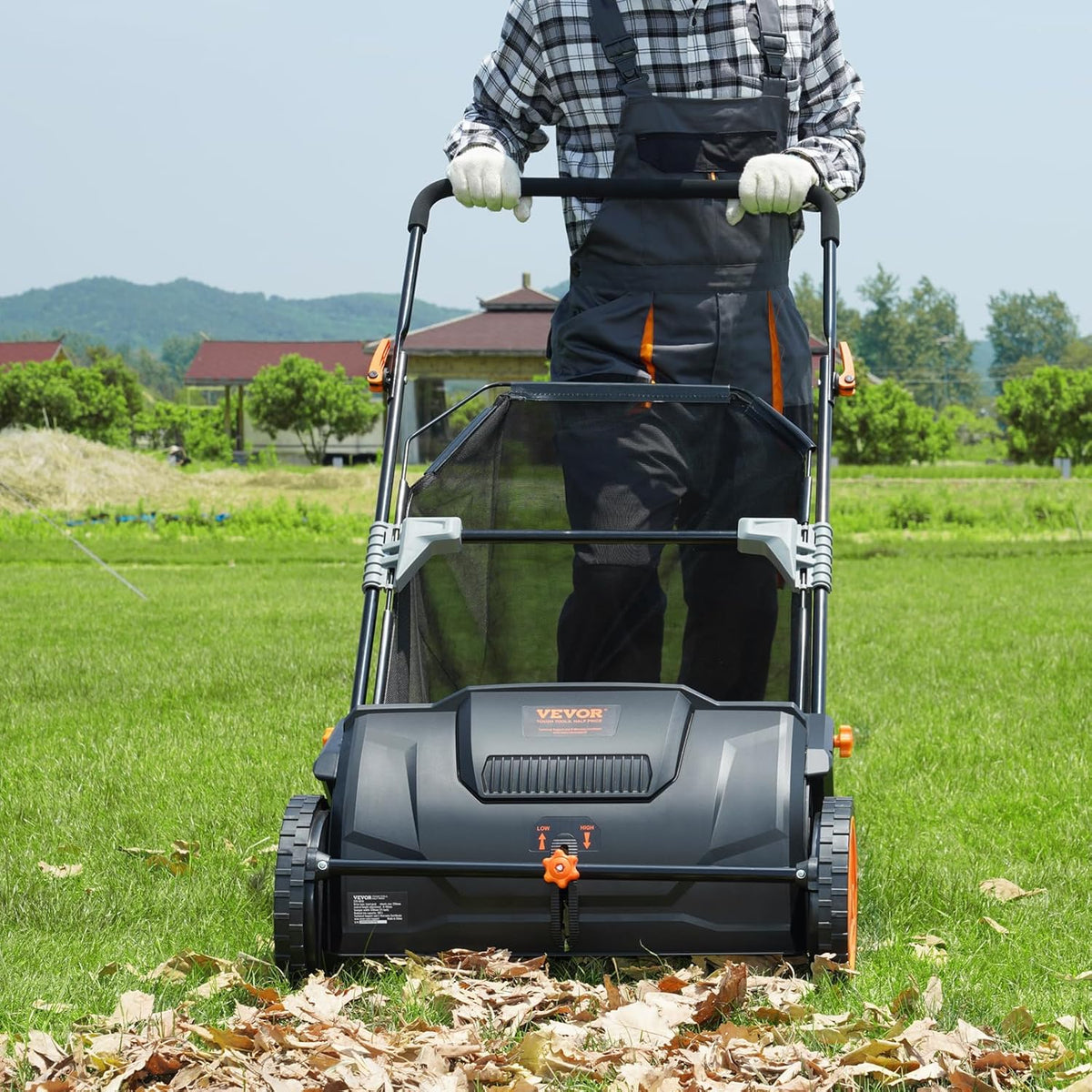 Push Lawn Sweeper 21" Leaf & Grass Collector 3.5 cu. ft. Hopper Bag
