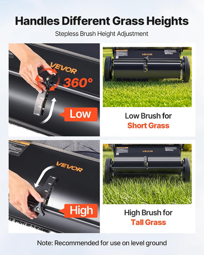 Push Lawn Sweeper 21" Leaf & Grass Collector 3.5 cu. ft. Hopper Bag