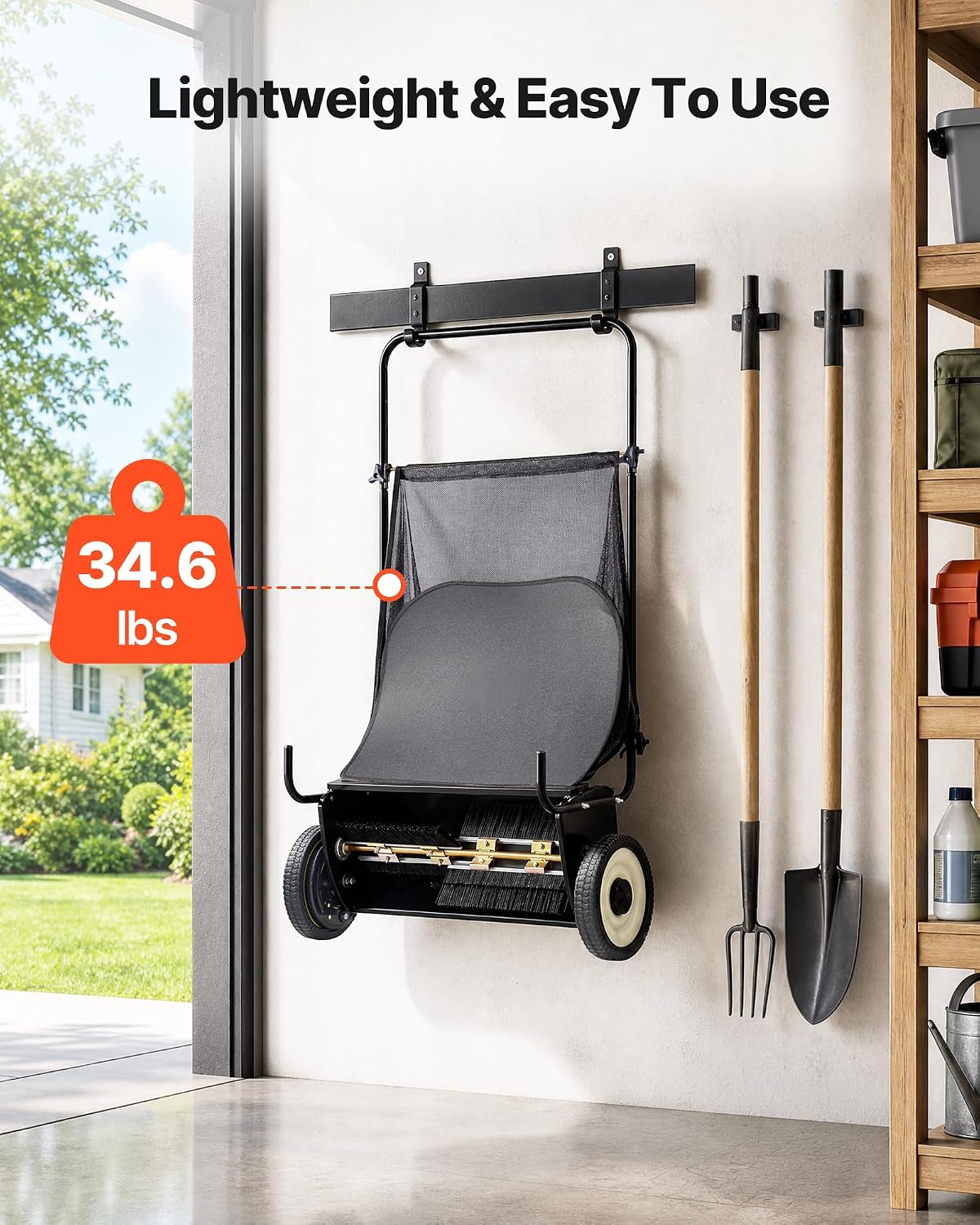 Push Lawn Sweeper 21" Leaf & Grass Collector 3.5 cu. ft. Hopper Bag
