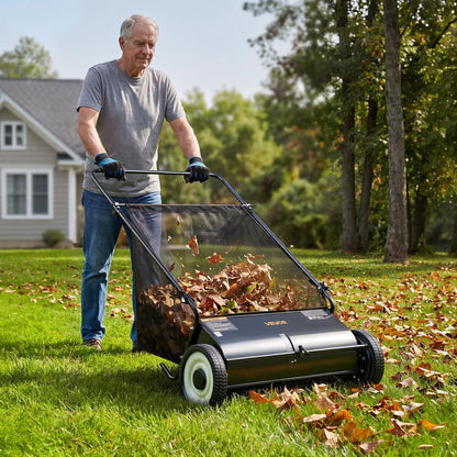 Push Lawn Sweeper 21" Leaf & Grass Collector 3.5 cu. ft. Hopper Bag