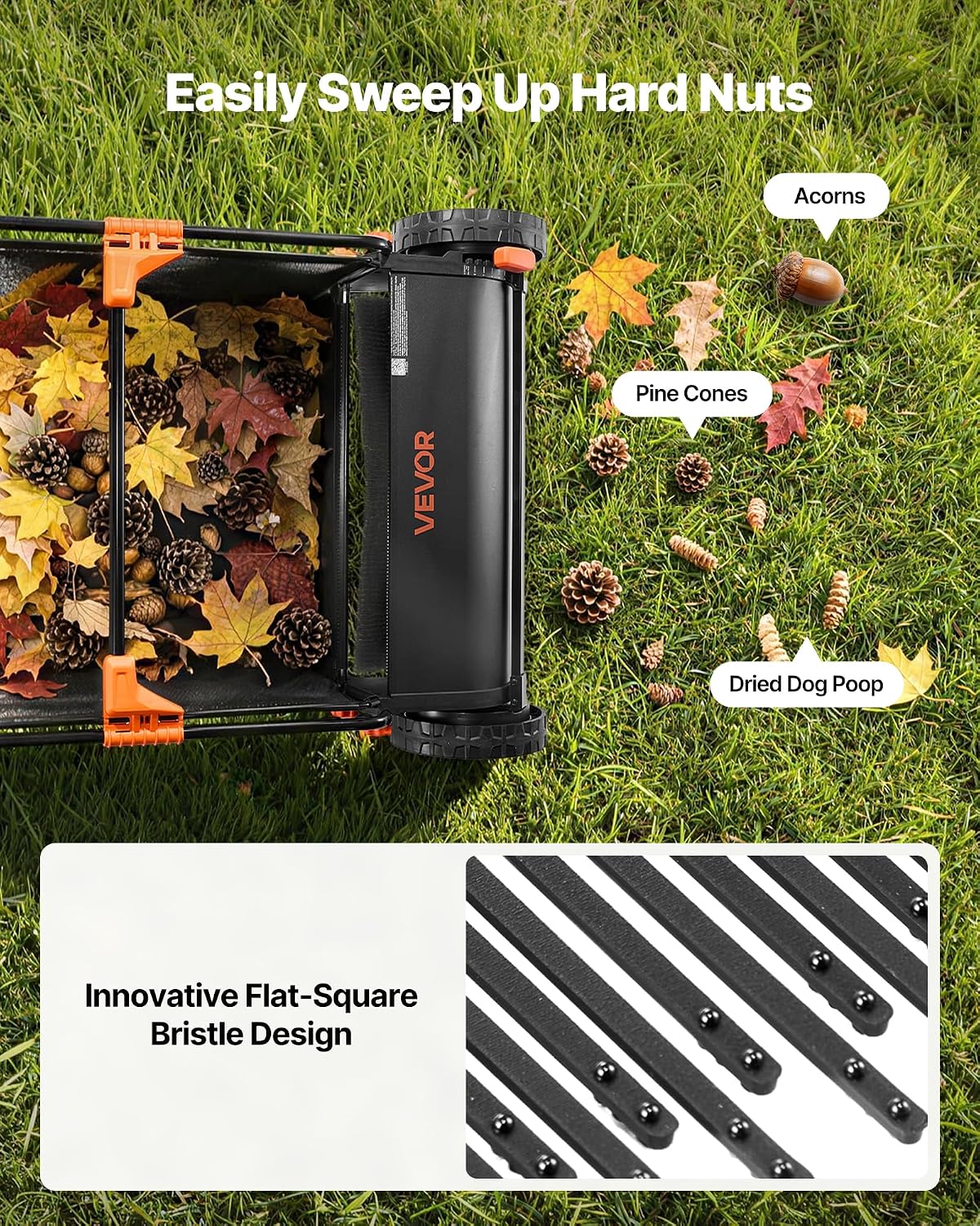 Push Lawn Sweeper 21" Leaf & Grass Collector 3.5 cu. ft. Hopper Bag