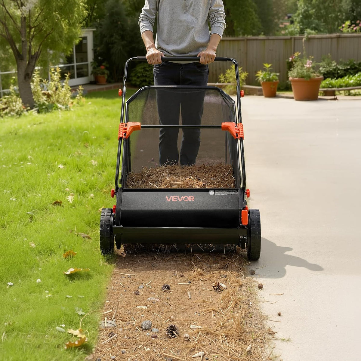 Push Lawn Sweeper 21" Leaf & Grass Collector 3.5 cu. ft. Hopper Bag