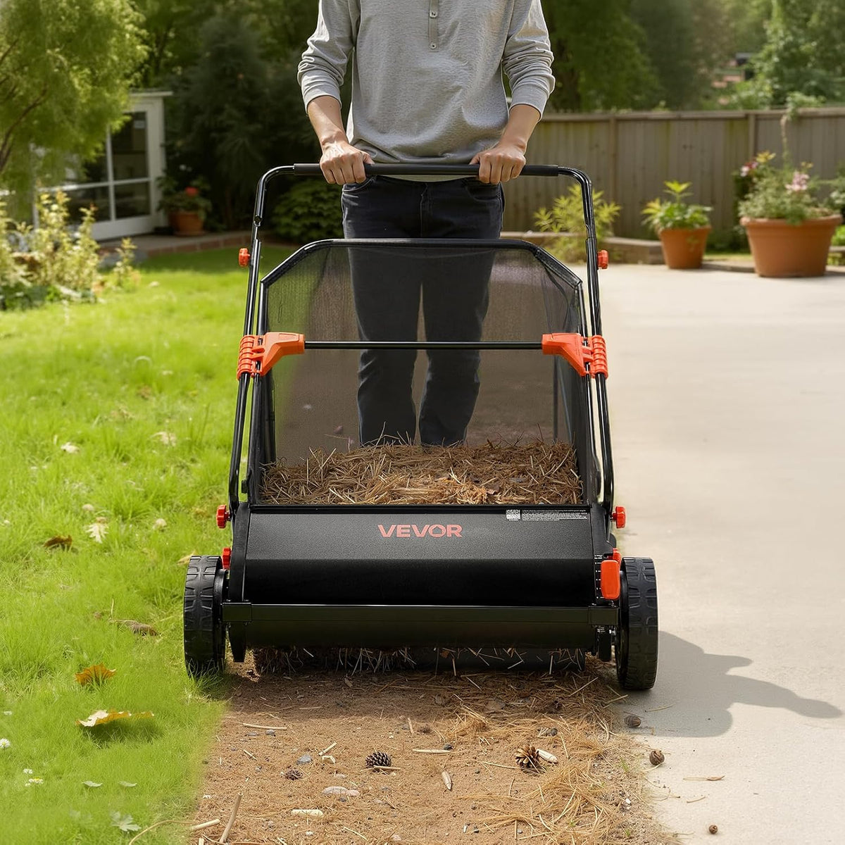Push Lawn Sweeper 21" Leaf & Grass Collector 3.5 cu. ft. Hopper Bag
