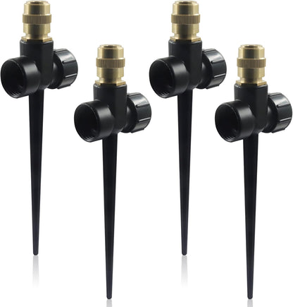 4 Pcs Metal Lawn Sprinklers, 360° Coverage Water, Black