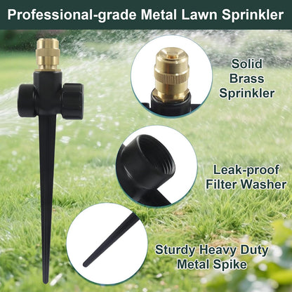4 Pcs Metal Lawn Sprinklers, 360° Coverage Water, Black