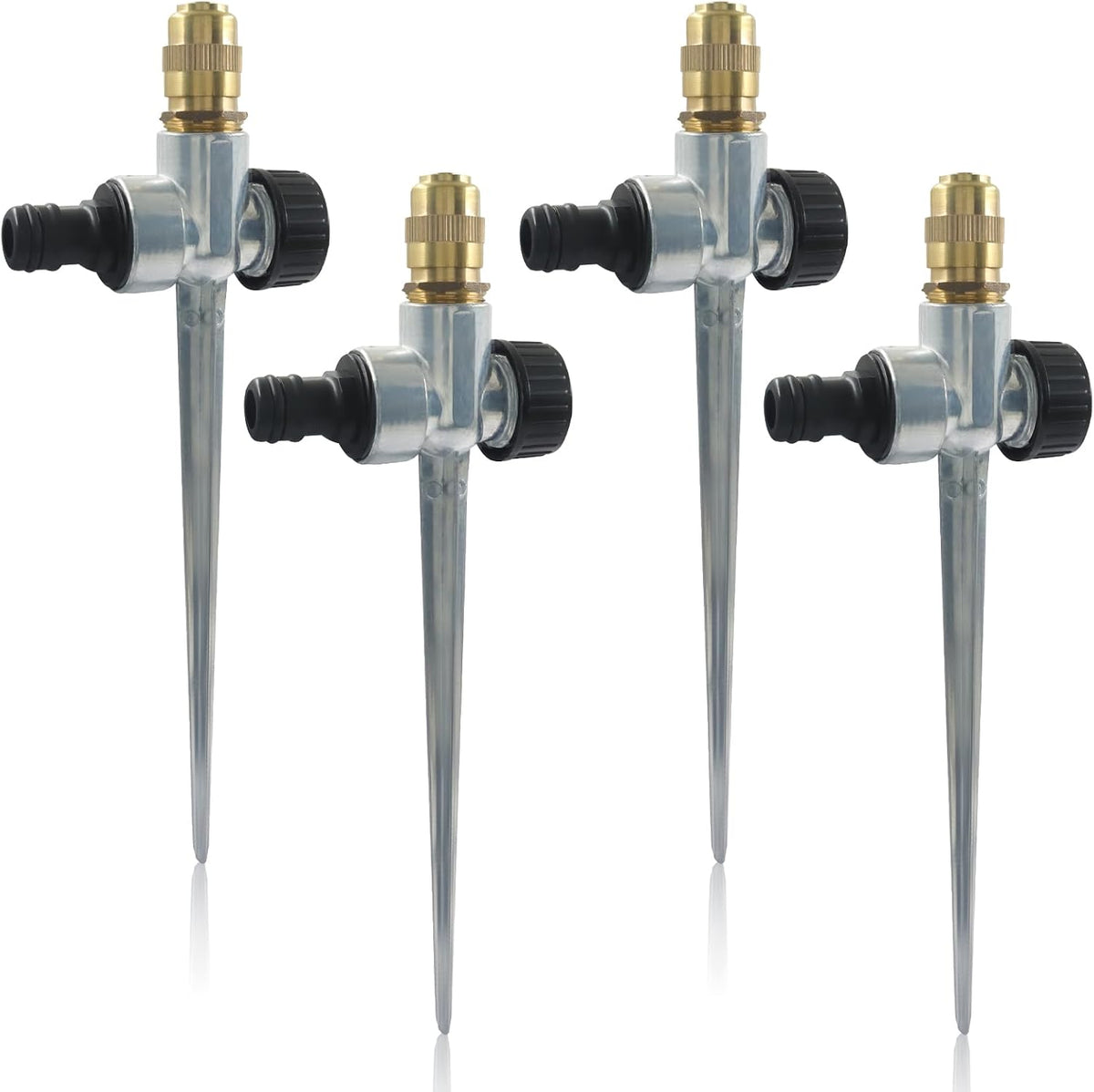 4 Pcs Metal Lawn Sprinklers, 360° Coverage Water, Black