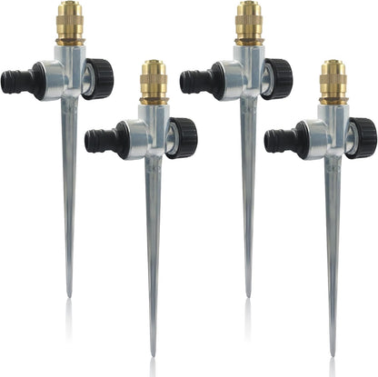 4 Pcs Metal Lawn Sprinklers, 360° Coverage Water, Black