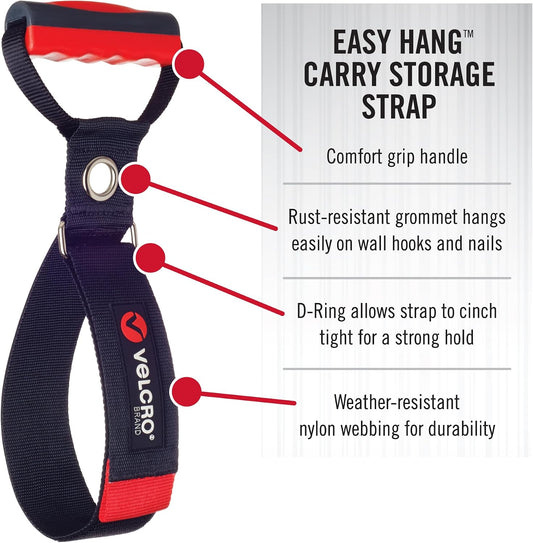 Heavy Duty Carrying Strap with Handle | Holds 100 Pounds | Extension Cord Storage, Easily Transport or Hang Garden Hoses | Durable Garage Organization | Medium, Wraps 5.5 Inch Diameter