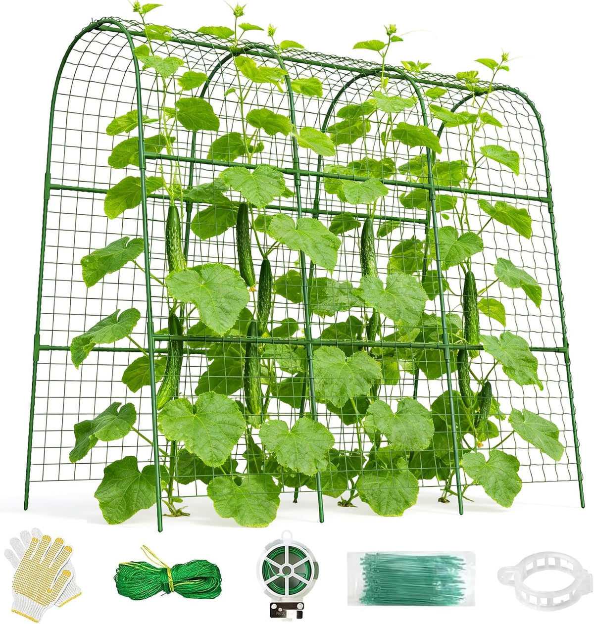Cucumber Trellis for Raised Bed 48" L x 48" H U-Shape Garden Trellis for Climbing Plants Outdoor, Metal Arch Trellis for Vegetables, Plant Support for Tomato Pea Zucchini Grape Flowers