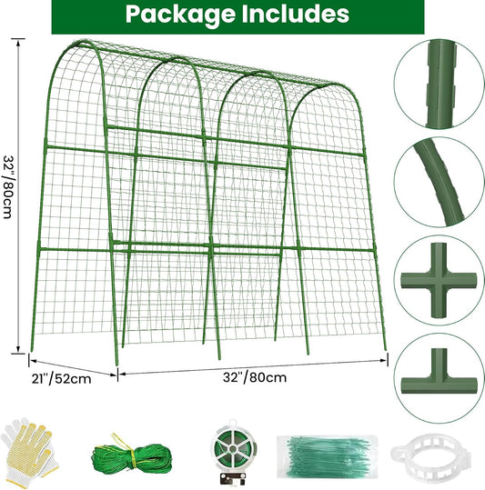 Cucumber Trellis for Raised Bed 48" L x 48" H U-Shape Garden Trellis for Climbing Plants Outdoor, Metal Arch Trellis for Vegetables, Plant Support for Tomato Pea Zucchini Grape Flowers