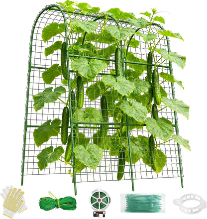 Cucumber Trellis for Raised Bed 48" L x 48" H U-Shape Garden Trellis for Climbing Plants Outdoor, Metal Arch Trellis for Vegetables, Plant Support for Tomato Pea Zucchini Grape Flowers