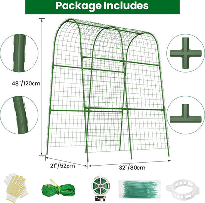 Cucumber Trellis for Raised Bed 48" L x 48" H U-Shape Garden Trellis for Climbing Plants Outdoor, Metal Arch Trellis for Vegetables, Plant Support for Tomato Pea Zucchini Grape Flowers