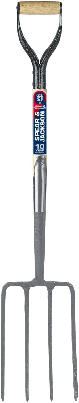 Neverbend Professional Digging Fork – Heavy-Duty Forged Carbon Steel Garden Fork for Tough Soil and Cultivation