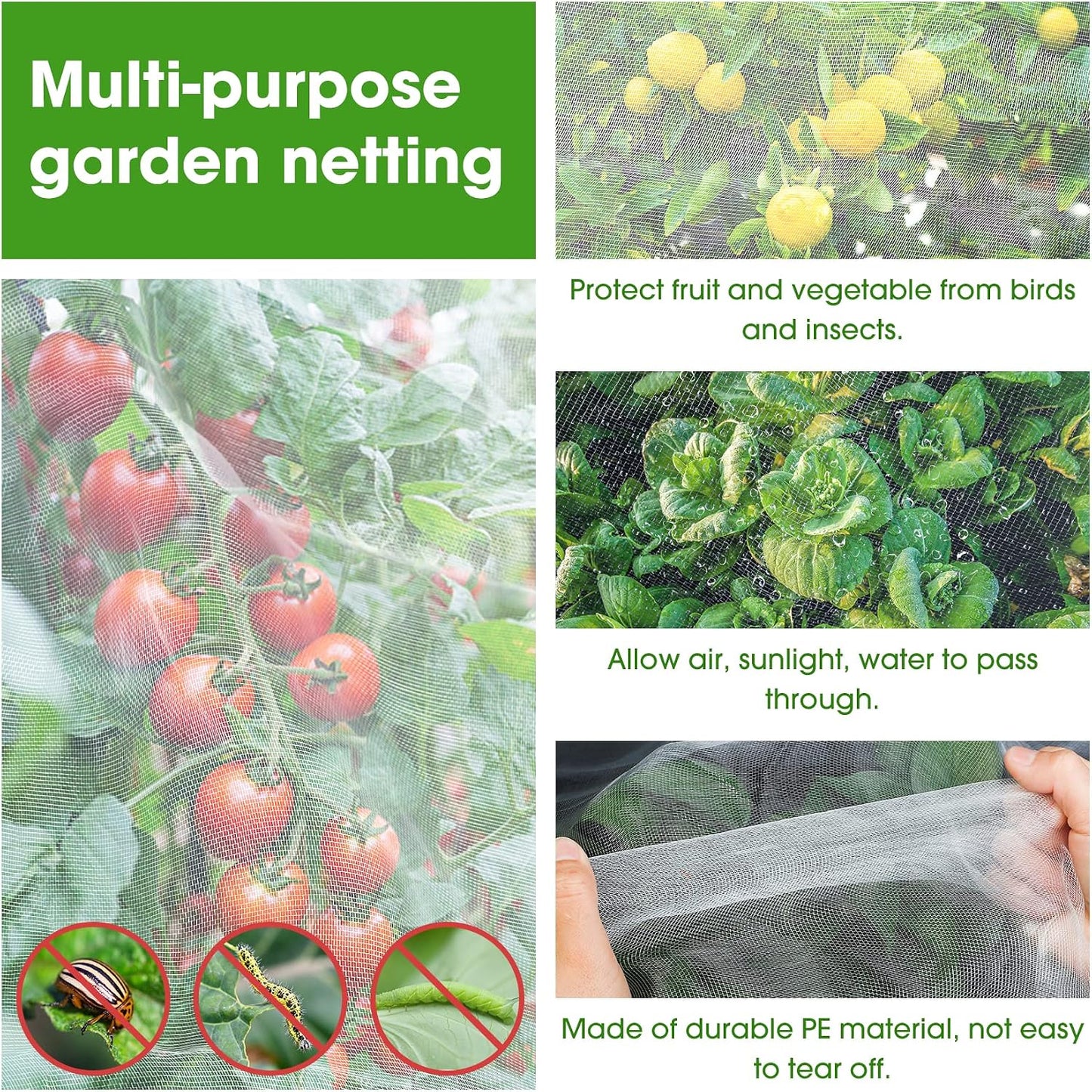 10'x12'Garden Netting, Bird Mosquito Netting Row Covers Bird Net