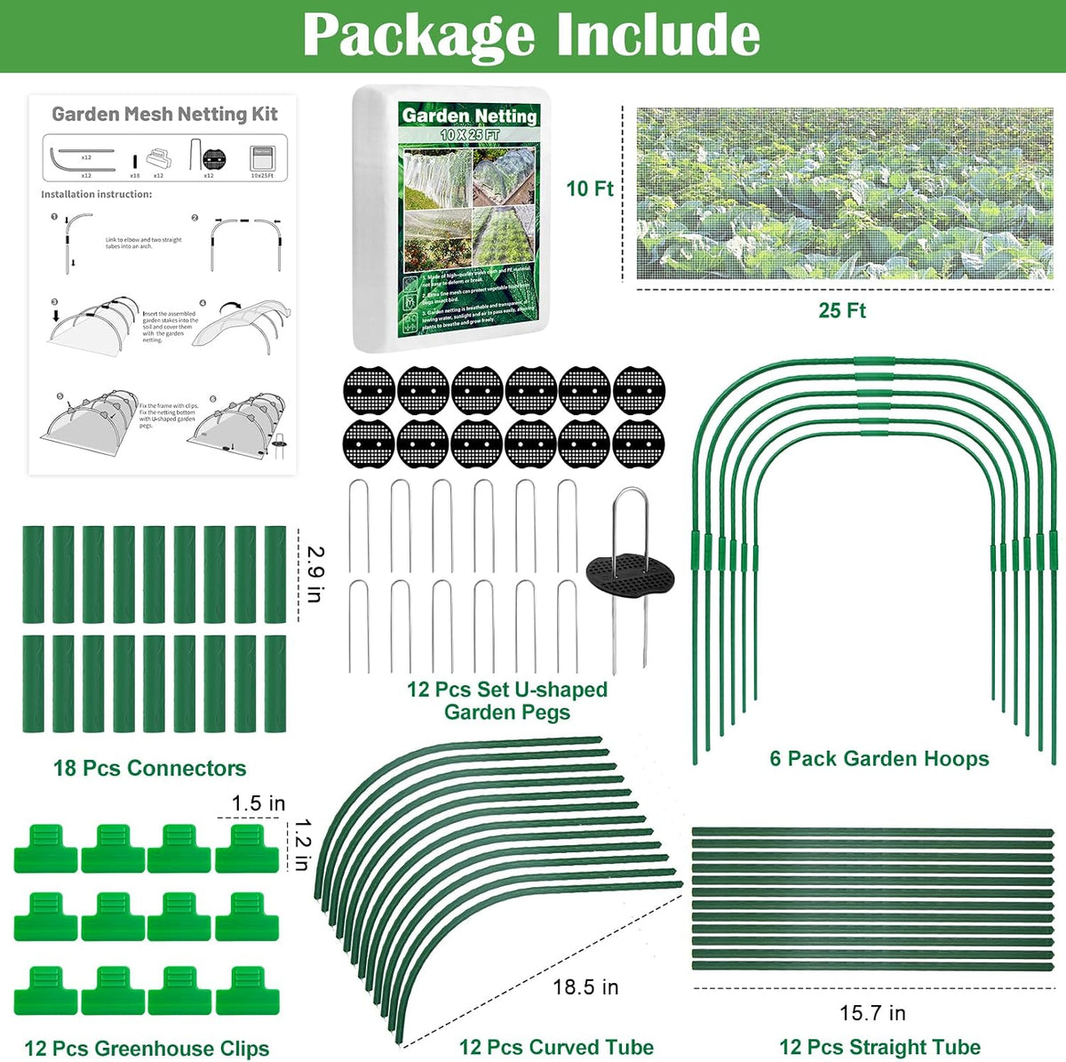 10'x12'Garden Netting, Bird Mosquito Netting Row Covers Bird Net
