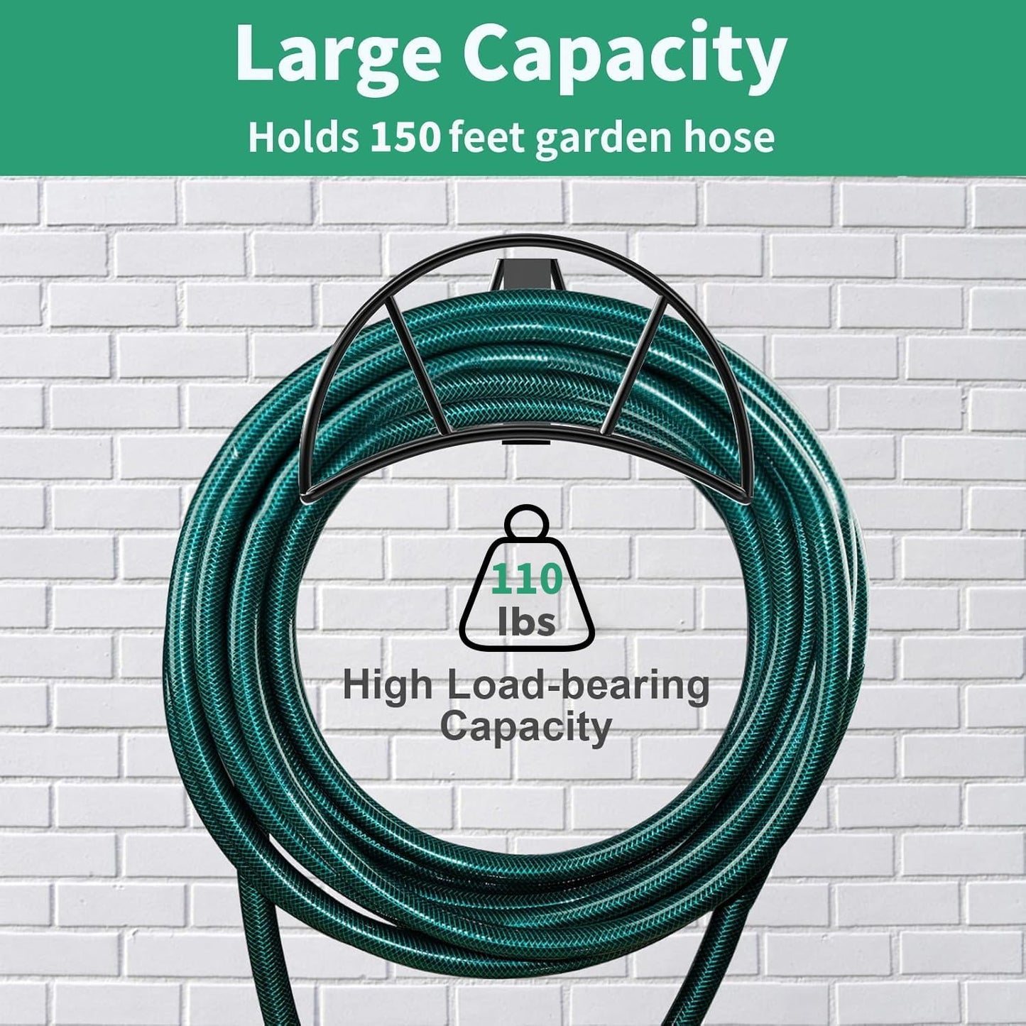 Garden Hose Holder Wall Mount, 150FT Capacity Water Hose Hanger