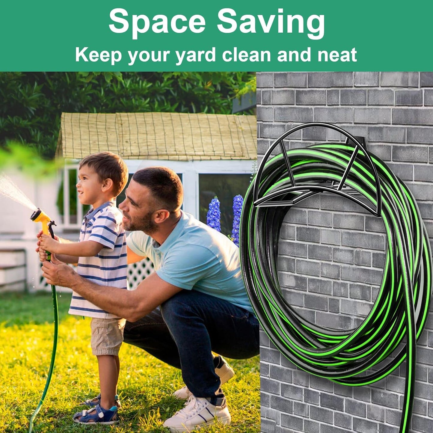 Garden Hose Holder Wall Mount, 150FT Capacity Water Hose Hanger