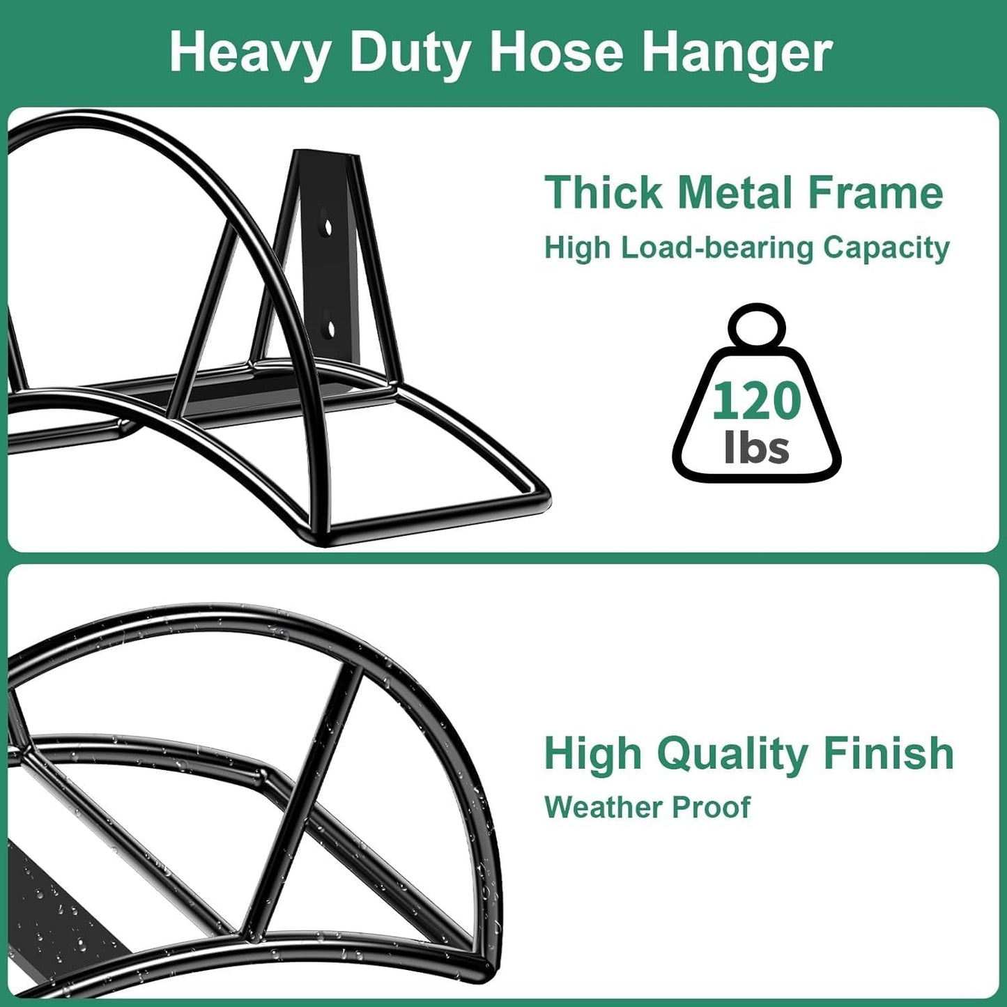 Garden Hose Holder Wall Mount, 150FT Capacity Water Hose Hanger