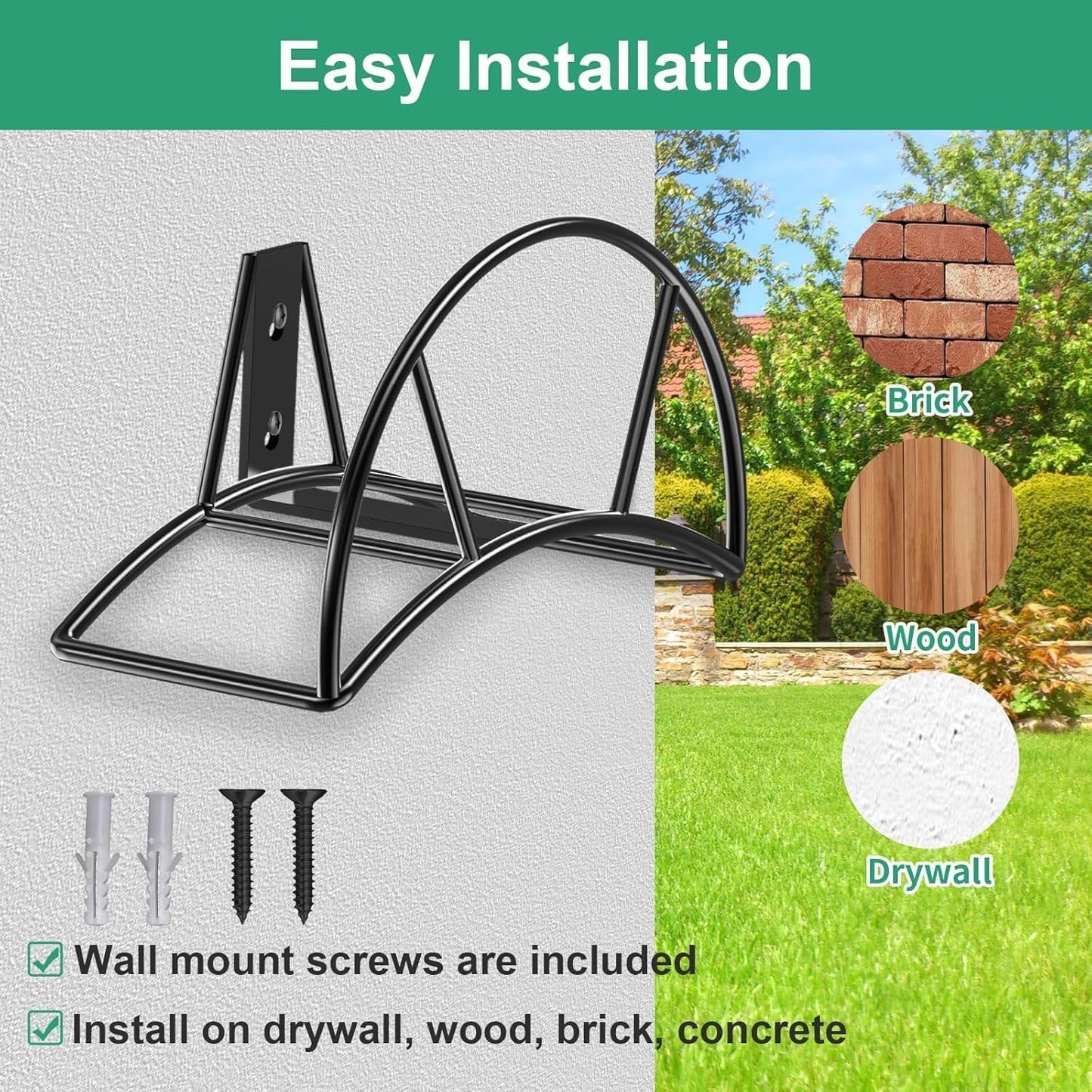Garden Hose Holder Wall Mount, 150FT Capacity Water Hose Hanger