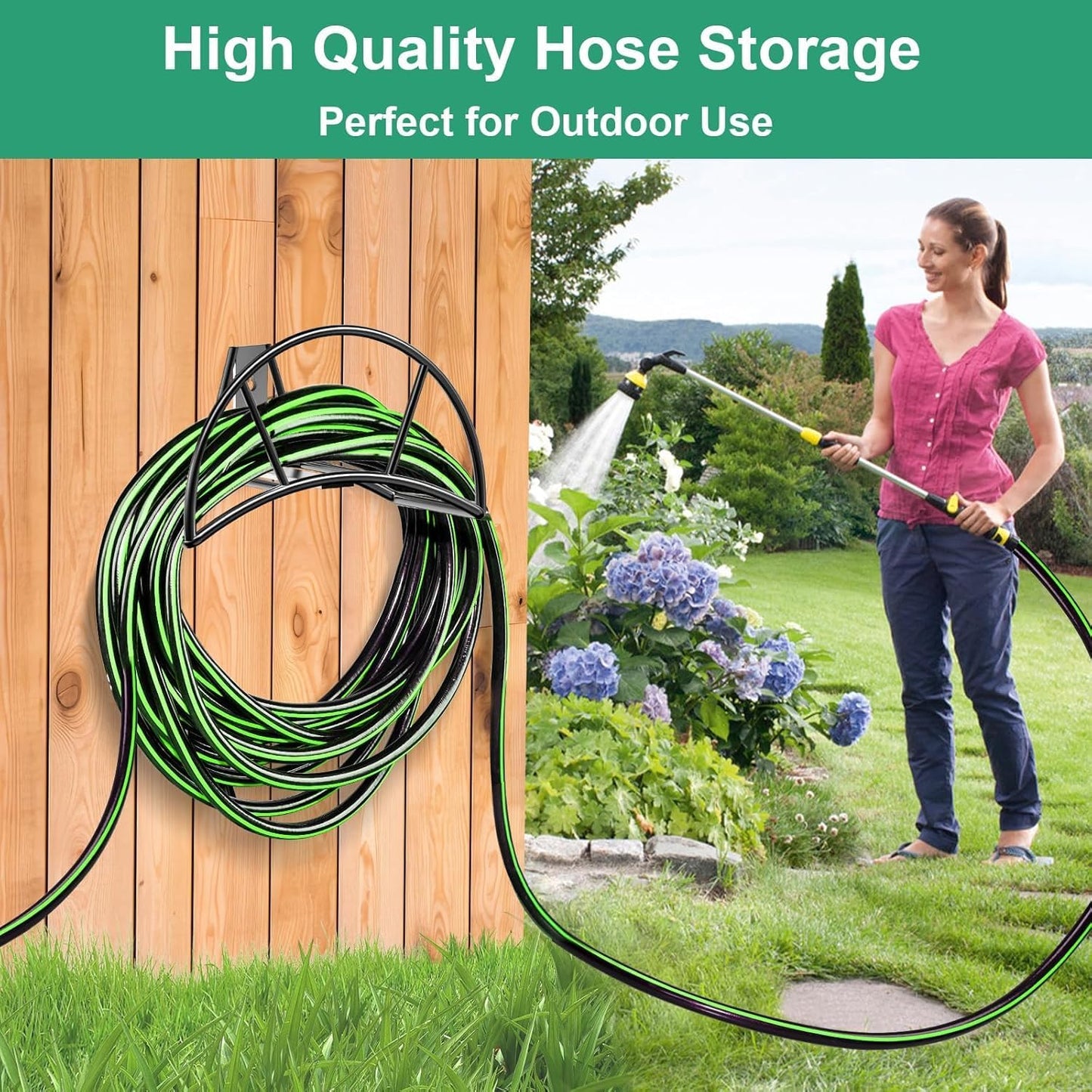 Garden Hose Holder Wall Mount, 150FT Capacity Water Hose Hanger