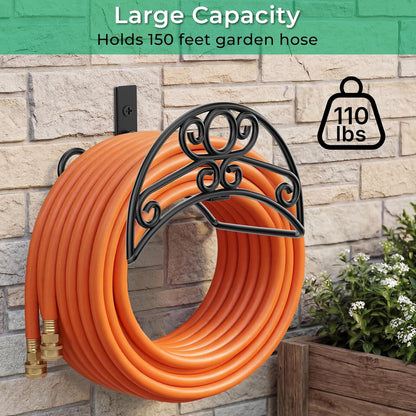 Garden Hose Holder Wall Mount, 150FT Capacity Water Hose Hanger